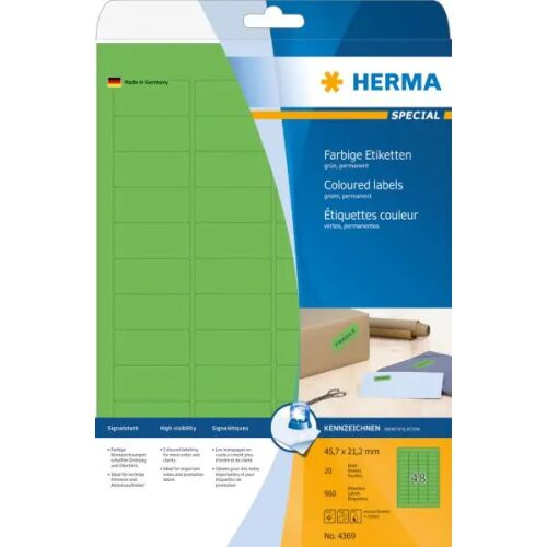 HERMA Etiketten A4 grün 45,7x21,2 mm Papier matt 960 St. 132852306
