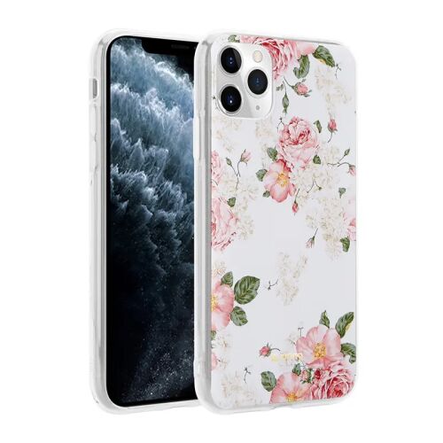 Crong Flower Case iPhone 11 Pro tok rózsaszín és fehér virágmintával - Crong