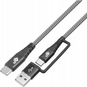 Kabel 2w1: USB C - USB C z nakładką USB A, 1.2 m 132857158 - Kabel USB