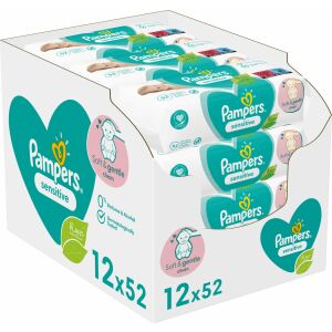Pampers Chusteczki nawilżane Sensitive 12x52szt. 132875730 - Pampers Chusteczki
