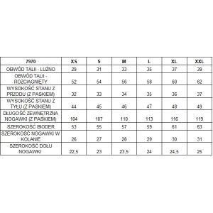 Tabela rozmiarów spodni wodoodpornych BETA 7970 z PCV - Spodnie robocze