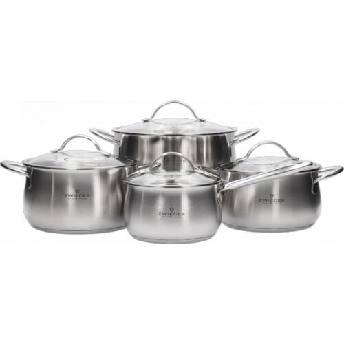 Zwieger Practi Plus 8-teiliges Edelstahl-Kochtopfset mit Glasdeckeln
