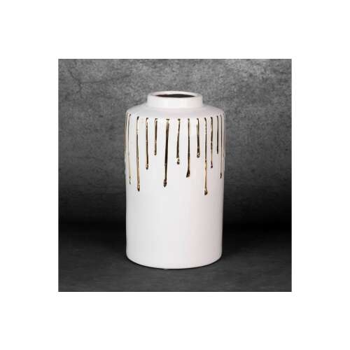 Eurofirany Luis 03 kerámia váza, fehér arany cseppek mintával