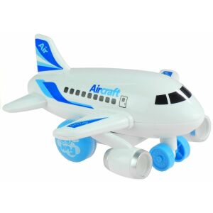 Fehér Air Little Airplane játék kék díszítéssel, hang- és fényeffektusokkal, játékrepülő gyerekeknek 3+ - Lean Toys