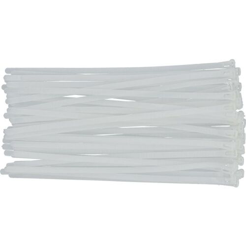 Fehér 7.6x300mm Nylon Kábelkötegelők - 50 darabos csomag - Kábelkötegelő