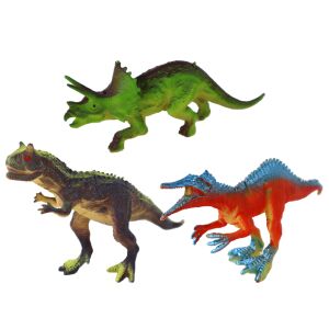 3 darabos dinoszaurusz figura készlet: Triceratops, Tyrannosaurus Rex, Spinosaurus - Lean Toys