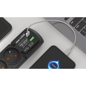 Túlfeszültség-védő Acar F4 USB A+C W2439 gyors töltővel 1.5m fekete 132930550