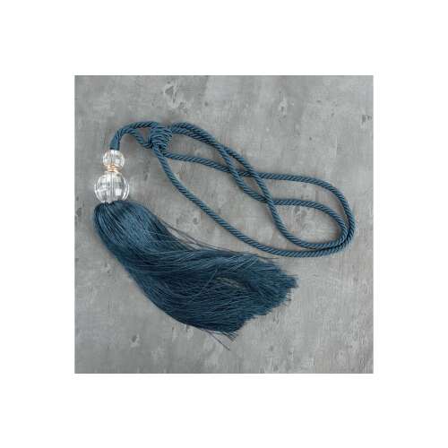 Sötétkék függönyelkötő kristálygyöngyökkel