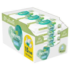 Șervețele PAMPERS Șervețele Aqua 15x48 fără plastic 132936711 - Șervețele, Porti de Siguranta și Olite