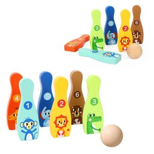 TOOKY TOY Drewniane Kręgle dla Dzieci  6 szt. + Piłka 132946857 - Gry i sprzęt na świeżym powietrzu