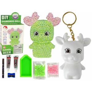 Set DIY breloc diamant - Ren verde cu cristale și paiete - Jocuri si jucarii creative