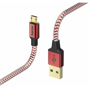Cablu HAMA USB-MicroUSB 1.5M REFLECTED roșu 132962510 - Cabluri Lightning