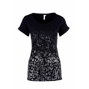 Tricou negru cu model Q/S pentru femei – S 130489859 - Îmbrăcăminte pentru femei