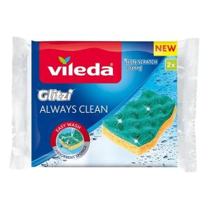 Vileda Glitzi Always Clean Viskoseschwamm, 2er-Pack, kratzfreie Reinigung - Geschirrspülen
