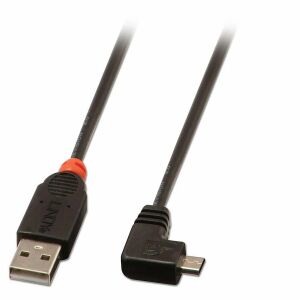 Kabel USB Lindy USB-A do microUSB 2m Czarny, złącze kątowe - Kabel USB