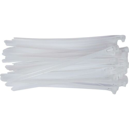 Fehér 7.6x200mm-es nylon kábelkötegelők - 50 darabos csomag - Kábelkötegelő