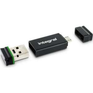 Integral Fusion 16GB USB 2.0 fekete pendrive microUSB OTG adapterrel - Pendrive
