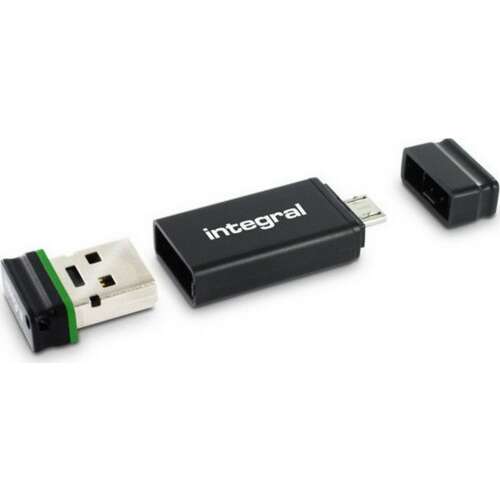 Integral Fusion 16GB USB 2.0 fekete pendrive microUSB OTG adapterrel