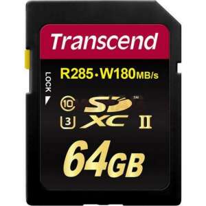 Transcend 64GB SDHC memóriakártya, Class 10 UHS-II U3, R285, W180MB/s - Transcend
