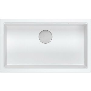 Chiuveta de bucatarie GraniteQ LOGAN 110 GraniteQ chiuveta alba ca zapada 76x44x23,5 cm 1 camera suspendata cu sifon manual din inox 132985584 - Chiuvete de bucătărie