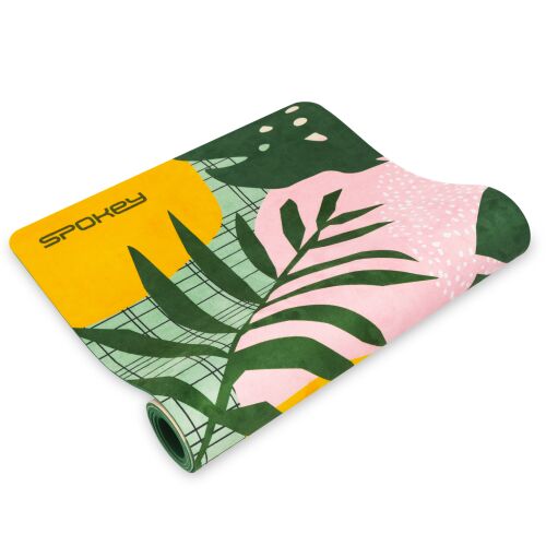 Spokey Home Jungle jógaszőnyeg, zöld, trópusi mintával, feltekerve - Spokey