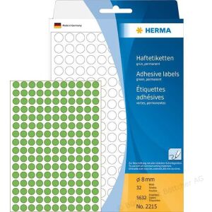Herma Öntapadós címke, zöld, 8 mm, kerek 5632 Darab - 2215 132991356 - Irodai papíráru