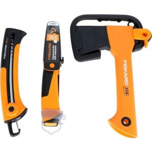 Fiskars X5 Axt, Universalmesser mit Schärfer und Sägenset - Garten