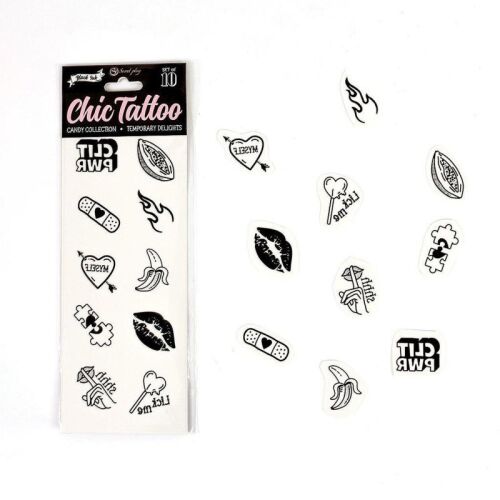 Zestaw 10 tymczasowych tatuaży Chic Tattoo Candy Collection