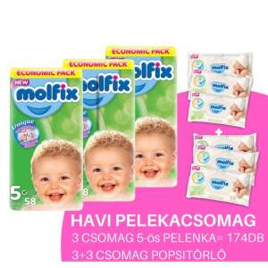 Molfix Havi Pelenkacsomag 3+3 csomag popsitörlővel 11-18kg 30346970