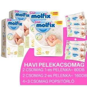 Molfix Havi Pelenkacsomag 4+3 csomag popsitörlővel 2-5kg 30346988