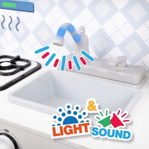 Promis KD20 drewniana kuchnia dla dzieci zlew z efektami świetlnymi i dźwiękowymi