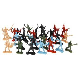 Großer Satz Militärsoldaten-Armeefiguren: Válogatott műanyag katona figurák különböző színekben és pózokban. - Lean Toys