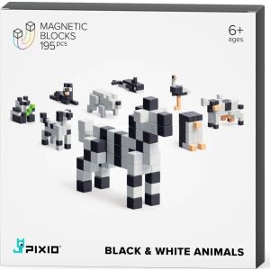 PIXIO Alb-negru Animale construcție magnetică 133037228 - Joc de construcție magnetic