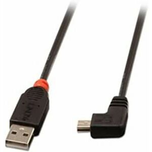 Kabel USB Lindy USB-A - miniUSB 2 m Czarny, kątowa wtyczka - Kabel USB