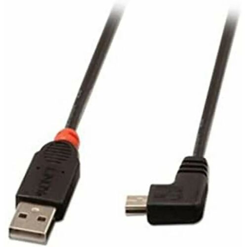 Kabel USB Lindy USB-A - miniUSB 2 m Czarny, kątowa wtyczka