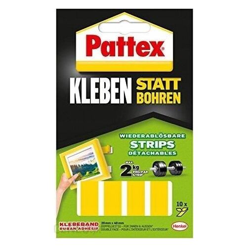Pattex Fără Găuri, benzi adezive dublu adezive, detașabile, 10 bucăți
