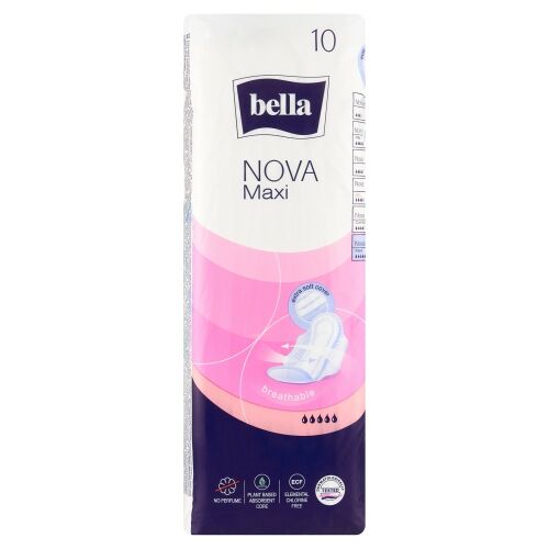 Bella Nova Maxi Egészségügyi Betét 10 darabos, légáteresztő és kényelmes védelem - Intimbetét