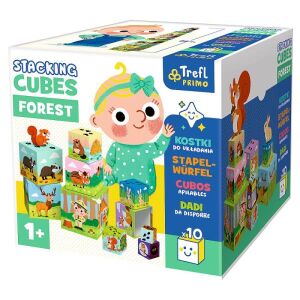 Trefl Primo Forest Cuburi de stivuire pentru copii mici, set de 10 piese - Premergatoare, Premergatoare și Jocuri de dezvoltare pentru copii mici