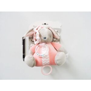 Zenélő plüss nyuszi játék 18cm, puha rózsaszín nyúl csörgővel - Zenélő játék