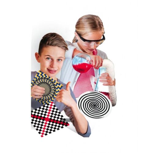 Copii care efectuează experimente științifice cu setul Clementoni 110 Experiments, jucărie STEM educațională