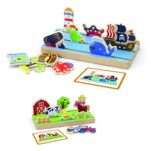 Oktatójáték 2 az 1-ben gyerekeknek, Viga, Tengeri és tanyasi kaland, +18 hónap, Multicolor