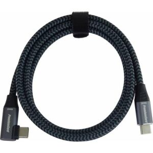 PremiumCord USB-C - USB-C kábel, 3m, szürke, derékszögű csatlakozóval - PremiumCord