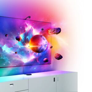 Intelligens RGBIC LED szalagkészlet Nanoleaf 4D TV/Monitor + TV képernyőtükörhöz (kamera), Wi-Fi, 275lm/m, 65''/165cm-ig, hangvezérlés, 4m