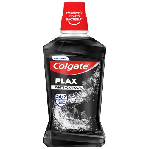 Colgate Plax White + Charcoal Mundspülung, 500ml Flasche, bekämpft Bakterien