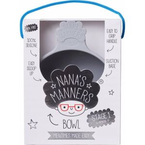 Szilikon tál tapadókoronggal Grey Nana's Manners