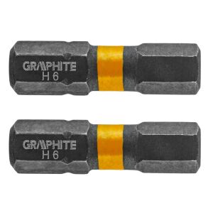 Vârf șurubelniță din grafit (biți de impact HEX6 x 25 mm, 2 buc.) 133111895 - Capete bit