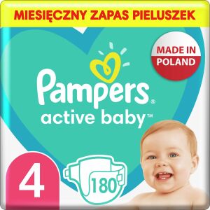 Scutece Pampers Active Baby 4, 9-14 kg, 180 buc. 133112252 - Genti pentru scutece și Scutece bebelusi