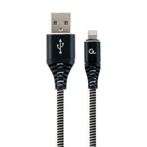 GEMBIRD CC-USB2B-AMLM-2M-BW USB auf Lightning Kabel, 2m, Schwarz und Weiß, Geflochten - Gembird