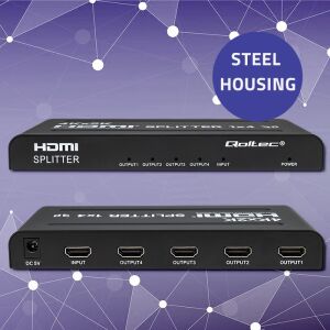 Qoltec Aktiver Splitter 4 x HDMI 4K x 2K | 3,4 Gbit/s | Hohe Stabilität 133123222 - KVM Switch