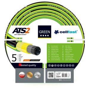 Cellfast Green ATS2 1/2 Zoll 50m Gartenschlauch, Anti-Twist, 5-lagige Konstruktion - Cellfast